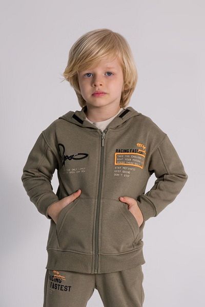 HAUSEkids 4-8 Years Racing Going Boy's Cardigan-Khaki