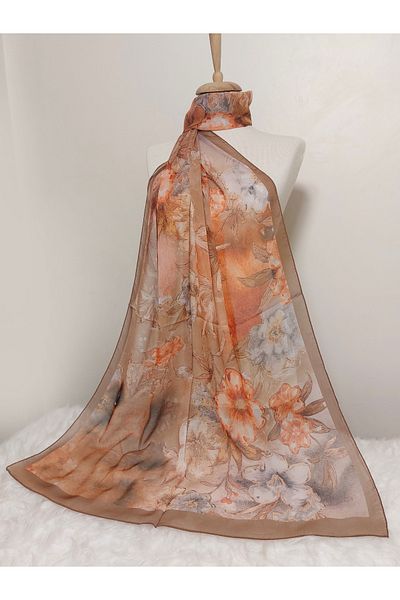 REMOMODA Floral Chiffon Shawl High Quality Fine Texture Soft Chiffon