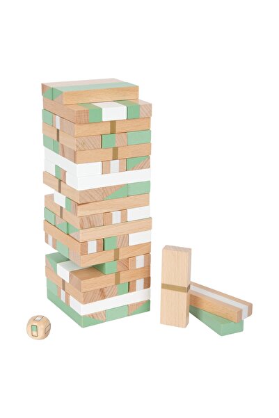 Small Foot Jenga din Lemn – Gold Edition cu Accente Aurii și Culori Pastelate