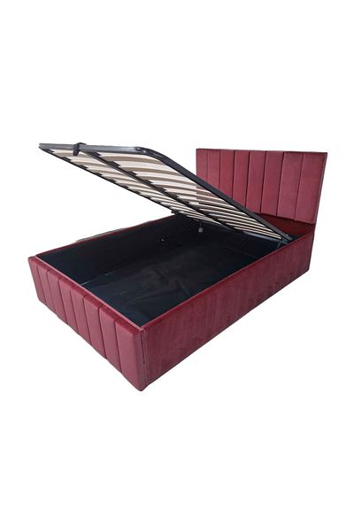 OEM Confort Plus Double UpholsteVisiniu Bed, 160/200 cm, Visiniu, with Folding Metal Frame and Storage
