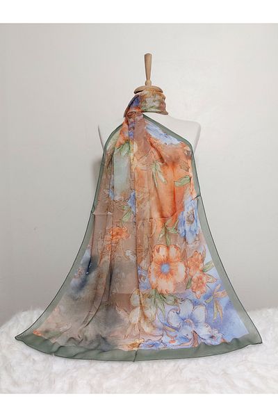 REMOMODA Floral Chiffon Shawl High Quality Fine Texture Soft Chiffon