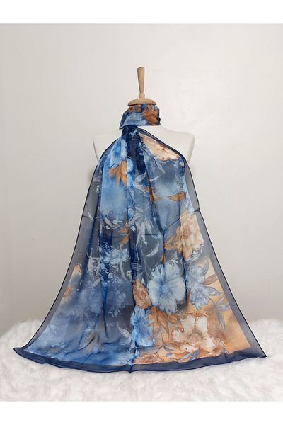 REMOMODA Floral Chiffon Shawl High Quality Fine Texture Soft Chiffon
