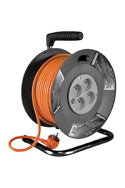 SGTT Extension cord with reel, 4 sockets type E x 230V, cord 1.5mm, length 25 m, orange, max 3680W/10A