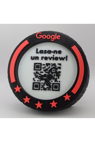 OEM Stand cu cod QR pentru recenzii Google, NFC, model de roată F1, imprimat 3D, negru și roșu