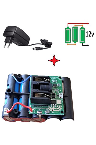Depolife 12v (3 x18650 pil) Batarya ve şarj Adaptör cihazı seti BMS Devreli a...