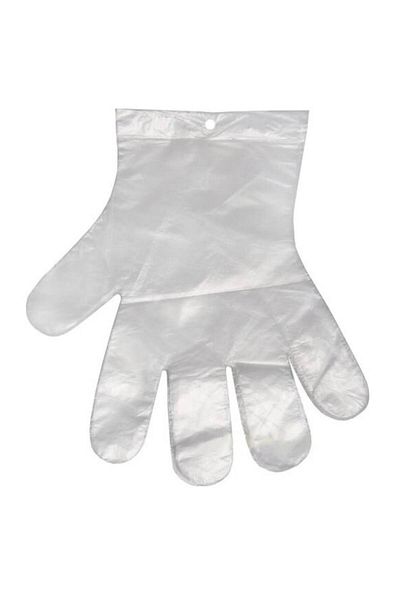 LYOBEST Set of 200 disposable HDPE polyethylene gloves with hanging strap, universal size