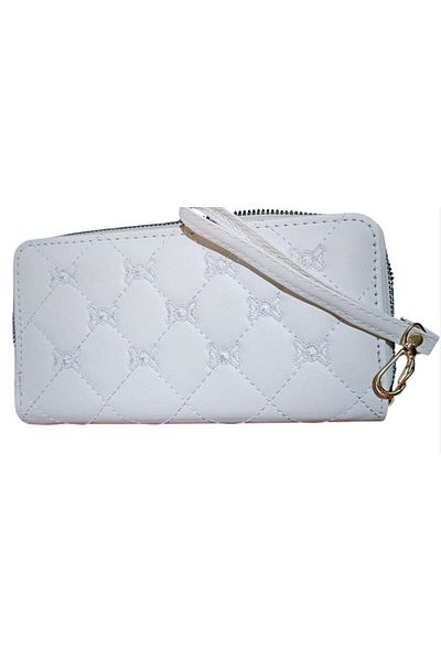 duoguo Women's fashion white wallet - double space for organization