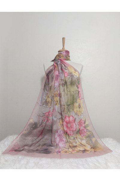 REMOMODA Floral Chiffon Shawl High Quality Fine Texture Soft Chiffon
