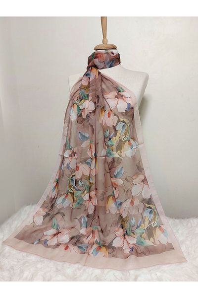 REMOMODA Floral Chiffon Shawl High Quality Fine Texture Soft Chiffon