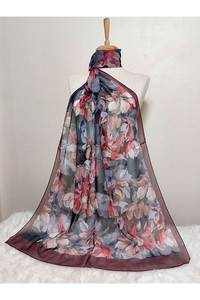 REMOMODA Floral Chiffon Shawl High Quality Fine Texture Soft Chiffon