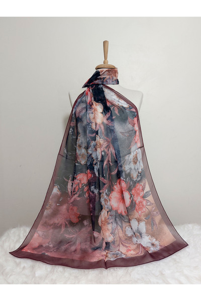 REMOMODA Floral Chiffon Shawl High Quality Fine Texture Soft Chiffon