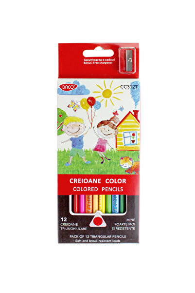 Daco Цветен молив 12 цвята триъгълен CC 312 T