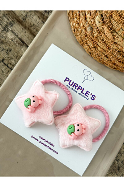 PURPLE'S BİR TUTAM MUTLULUK Rabbit Object Plush Star Model Pink Baby Kids Rub...