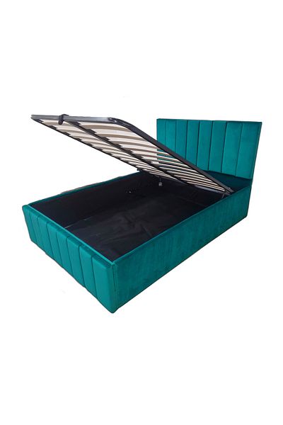 OEM Confort Plus Double UpholsteVerde marin Bed, 200/200 cm, Verde marin, with Folding Metal Frame and S
