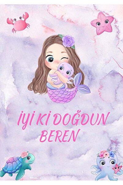 Genel Markalar Kişiye Özel Doğum Günü  Deniz Kızı 70x100 cm Branda Afiş