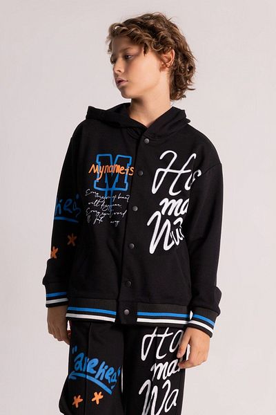 HAUSEkids 11-14 Graffiti College Men's Children's College Jacket-Black