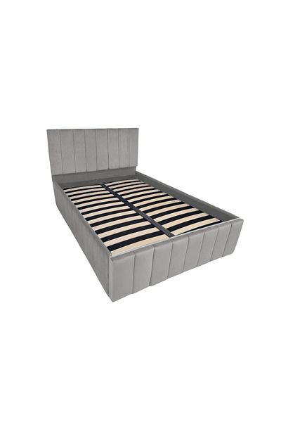 OEM Confort Plus Double UpholsteGri deschis Bed, 200/200 cm, Gri deschis, with Folding Metal Frame and S
