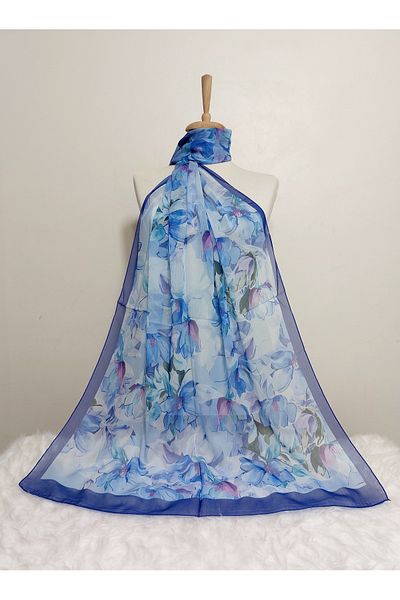 REMOMODA Floral Chiffon Shawl High Quality Fine Texture Soft Chiffon