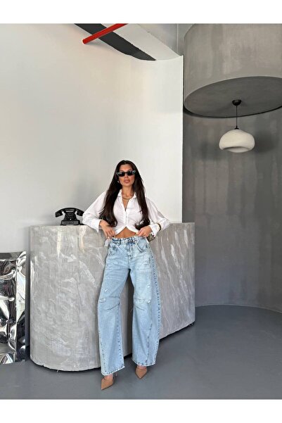 DENİKK TREND ÖZEL TASASARIM LAZERLİ BAGGY DENİM JEAN PANTLON