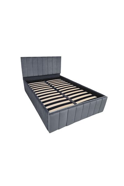 OEM Confort Plus Double UpholsteUrban Grey Bed, 160/200 cm, Urban Grey, with Folding Metal Frame and Sto