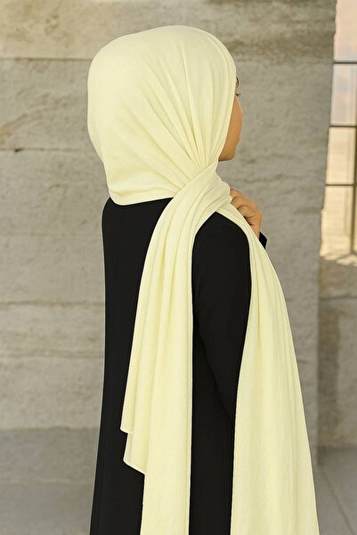 LA SEFA 3-συσκευασία Χτενισμένο Βαμβακερό Σάλι Απλό-Λεμόνι-Ανοιχτό Πετρέλαιο-Μπεζ