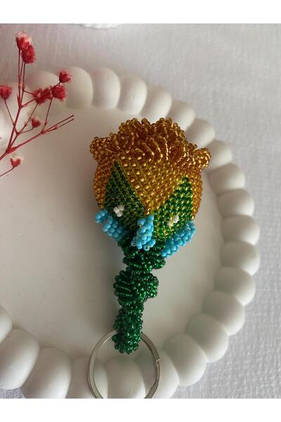 Handmade KUM BONCUK EL İŞİ BÜYÜK BOY BAKLASI BEYAZ NOKTALI BONCUK GOLD GÜL AN...