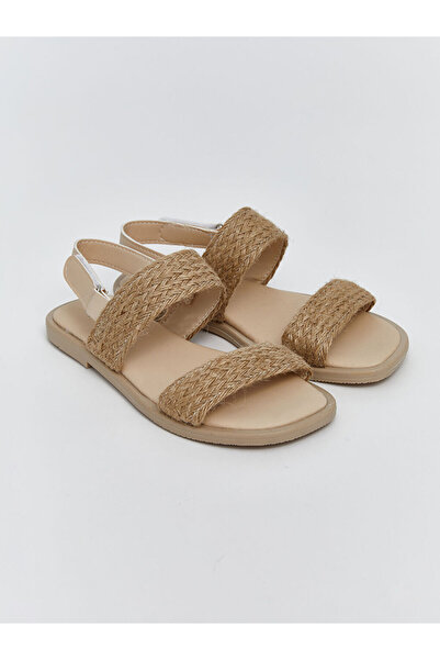 LC Waikiki Μπεζ ψάθινο λουράκι για κορίτσια Σανδάλια