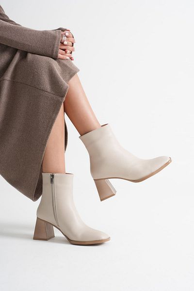 Zerenyus Napoca Premium Vegan Leather Beige Heeled Boots