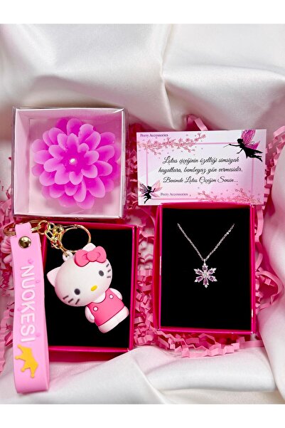 Le Manolia Accessories hello citty anahtarlık ve kararmaz çelik mor lotus kol...