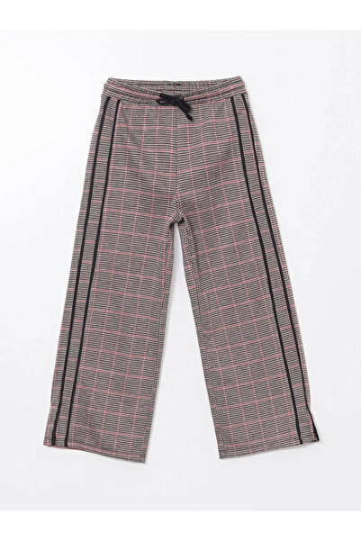 LC Waikiki Lcw Kidsbeige Elastic Waist Houndstooth Patterned Girl's Trousers