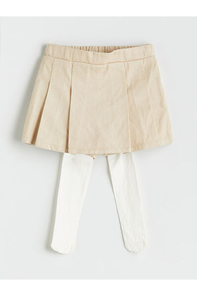 LC Waikiki Quality Parts from Çelebi Store |   Girls' Elastic Waist Skirt and Pantyhose 2-Piece Set