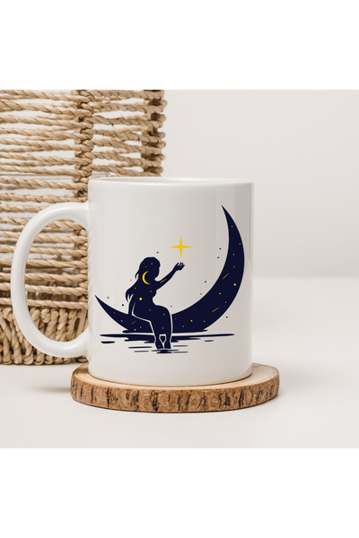 Er-Se Tasarım Full Moon Design Mug, Full Moon Mug, Gift Mug for Women