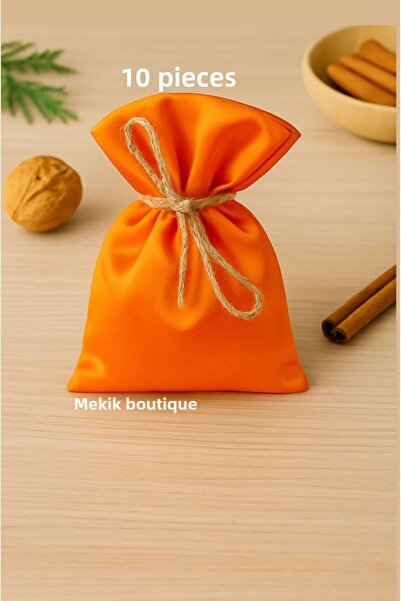 MEKİK BUTİK 10 قطع من حقيبة القماش الساتان البرتقالي - 9x12 / حقيبة الحناء - ...