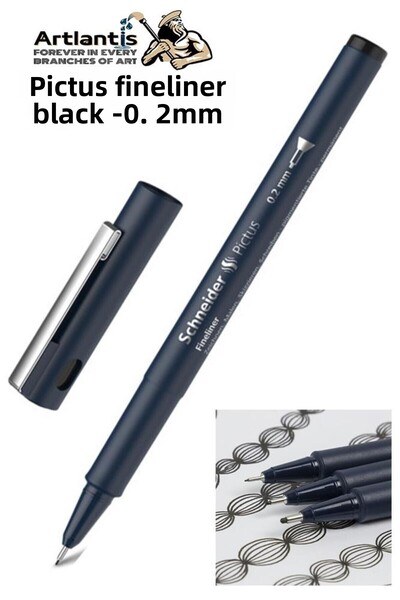 Artlantis قلم رسم فني أسود Pictus قطعة واحدة من Schneider Pictus Black Fineli...