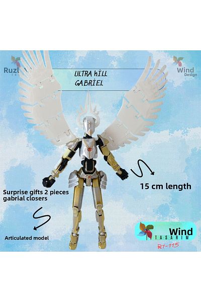 Rüzgar Tasarım Ultra Kill Gabriel with Wings All Joints Movable Robot Dummy Action Figure Toy Titan 13