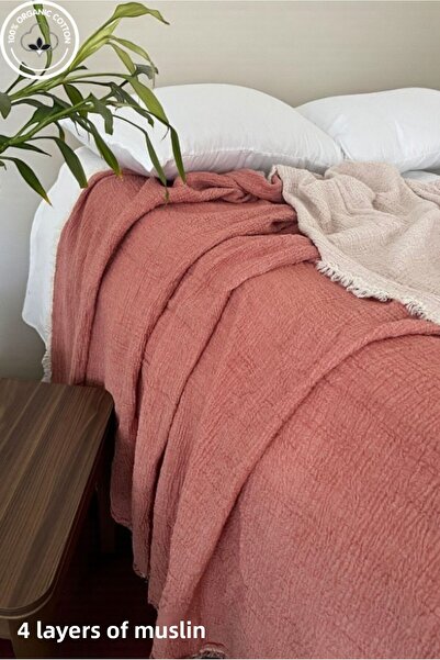 VESSİNOHOME Pure Series Muslin Double Bedspread Natural Cotton