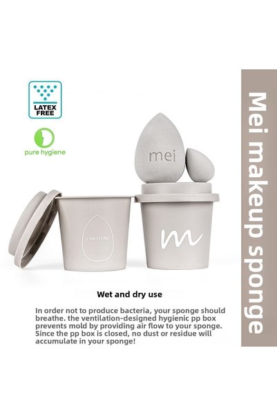 mei Makeup Sponge Foundation Non-Absorbent Sponge Coffee Cup Hygienic Limestone 1 Pro 1 Mini