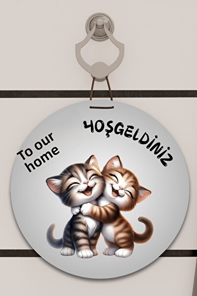 Dormot Decor pentru ușă cu model de pisici fericite, imprimare digitală gri, ...