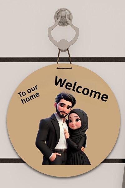 Dormot Decor de ușă cu model de turban maro și negru, ornament de perete, imp...