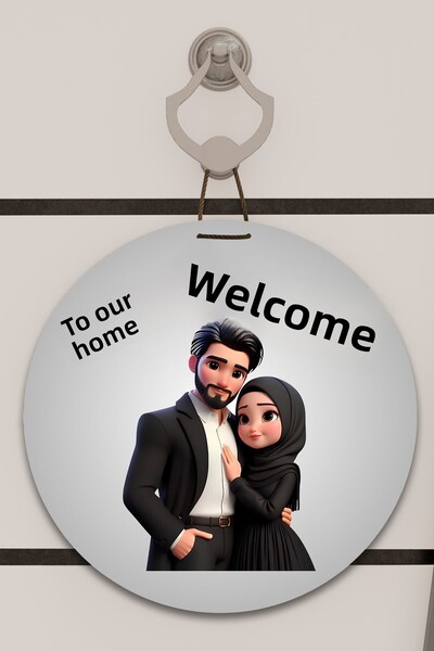 Dormot Decor de ușă cu model de turban gri și negru, ornament de perete, impr...