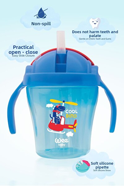 Wee Baby Glass with Straw 200 ml Blue