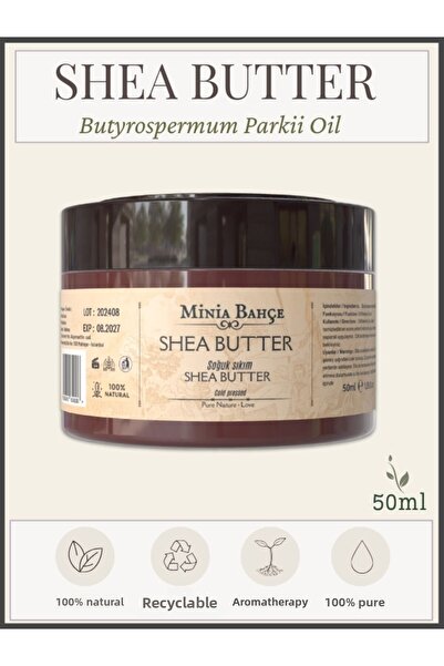 Minia Bahçe Bitki ve Sanat Atölyesi زيت زبدة الشيا المعصور على البارد (KARITE) - طبيعي ونقي 100% (50 مل)