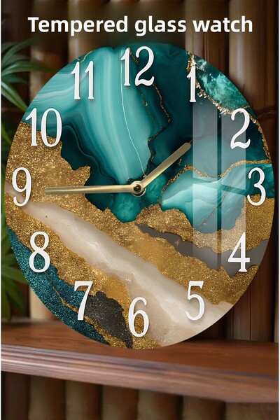 kutuTR Find Time in Your Home with Elegance! 3D Look Tempered Glass Watch – 33 cm Csdw378