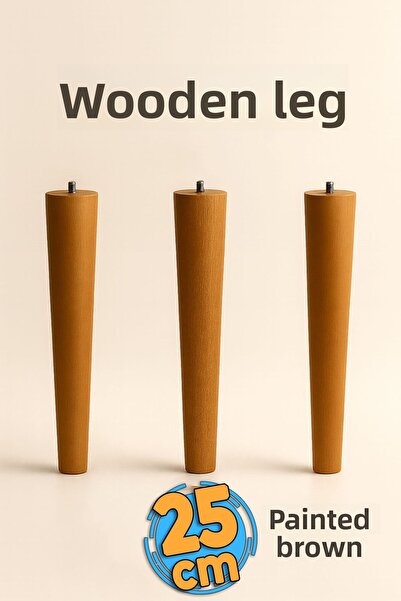 Badem10 Boem 25cm 3BUC Lemn natural maro vopsit Cilindru Masă de cafea Picior de masă Piesă de schimb pentru mobilă