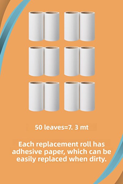 grimorlife Hair Collector Roller Adhesive 12 Pieces Spare Roller (Cat - Dog Hair Collector)