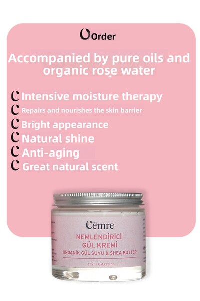 Awe Cemre Moisturizing Rose Cream (Organic Rose Water & Shea Butter)