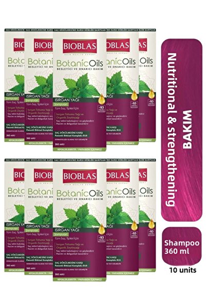 Bioblas Șampon cu uleiuri organice de brusture pentru păr subțire și slab 360 ml Set de 10