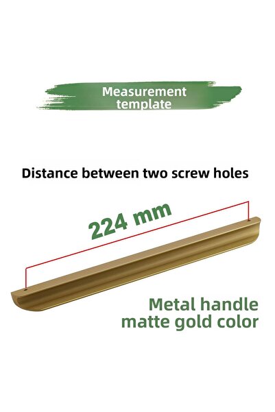 Badem10 Fırat Matte Gold Gold 224 mm Handle Metal Furniture Drawer Kitchen Cabinet Door Handles Handle Cabinet