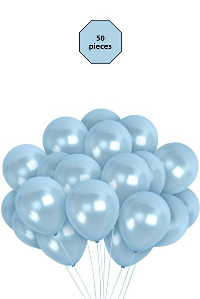 Bunloon Metallic Light Blue Balloons 50 Pcs - 12 Inch Bulk Organization and Party Set