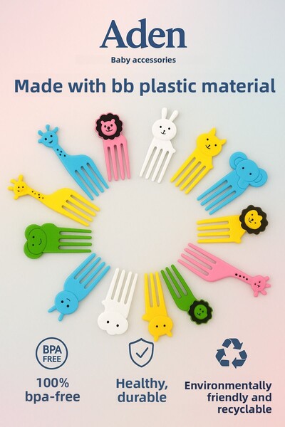 ADEN BEBEK AKSESUARLARI Children's Baby 10-Piece Unbreakable Snack Forks with...